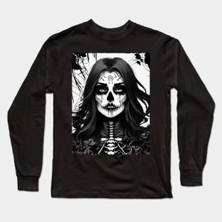 Black Magic Beauty: Experience the Dark Beauty of Our Mesmerizing Black and White Art Long Sleeve T-Shirt